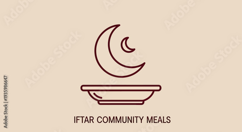 Iftar Meal Crescent Moon Icon