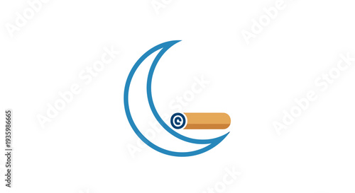 Crescent Moon and Rolled Scroll