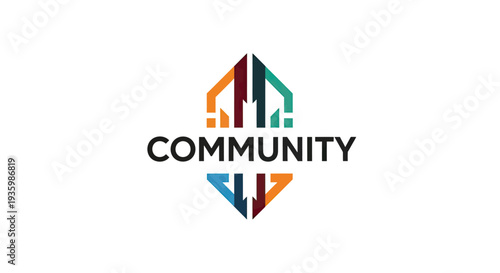 Community Logo with Abstract Geometric Shapes and Arrows