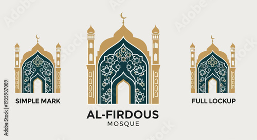 Islamic Mosque Logo Design - Traditional Arabic Architecture & Islamic Art