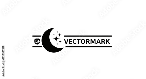 Vector Mark Logo: Crescent Moon, Stars, and Company Name