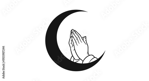 Crescent Moon with Praying Hands Icon