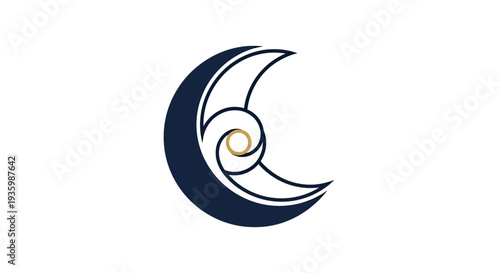 Abstract Swirl Moon Crescent Logo Design
