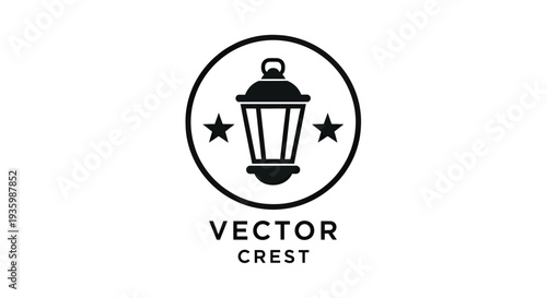 Vintage lantern logo, vector crest with stars and text