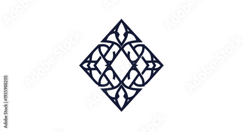 Abstract Geometric Diamond Logo Design, Elegant Ornate Pattern, Minimalist Emblem