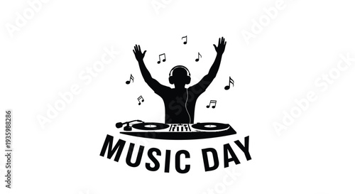 Vector illustration of a DJ celebrating Music Day