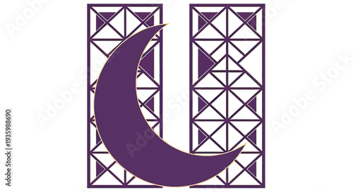 Crescent Moon Symbol Decorative Geometric Pattern Background
