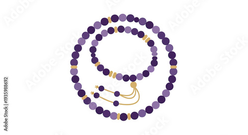 Buddhist Mala Beads, Prayer Beads, Meditation Accessory, Purple and Gold
