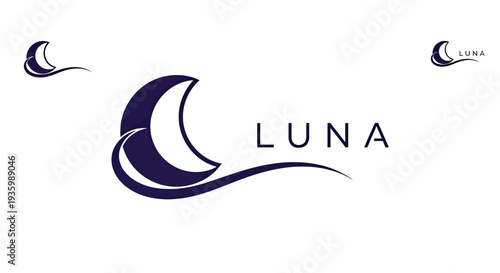 Luna Logo with Moon and Wave Graphic Design