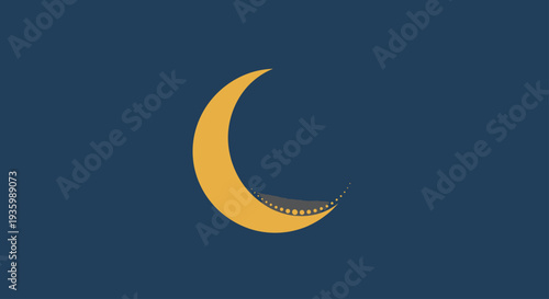 Crescent Moon with Stars on Dark Blue Background