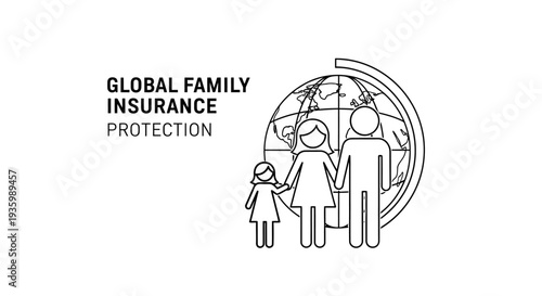 Family Insurance Protection Illustration with Globe.