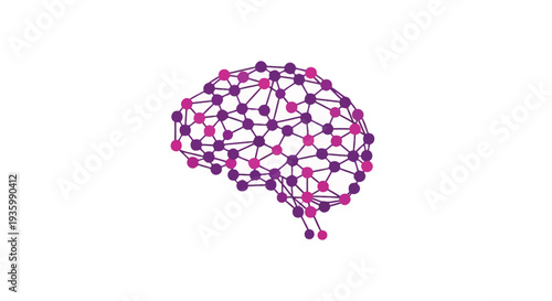 A vibrant purple and pink brain illustration on a white background representing artificial intelligence and neuroscience