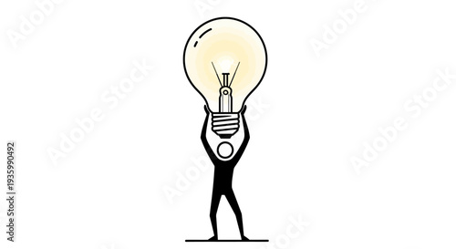 Man Holding Large Light Bulb Illustration.