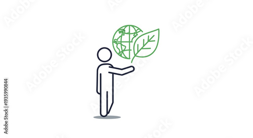 Person Holding Green Globe with Leaves.