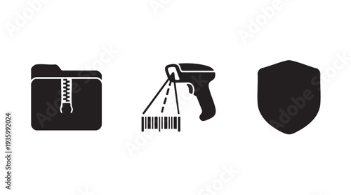 Set of 3 security icons vector