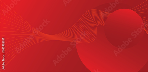 Red Abstract Wave Line Background With Smooth Dynamic Flow Modern