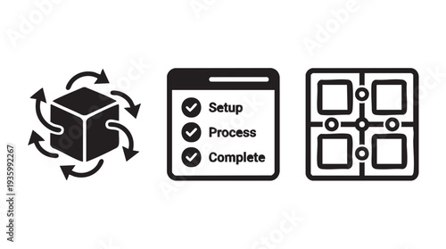 Set of 3 business process icons vector