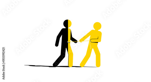 Two Paper People Shaking Hands Illustration.