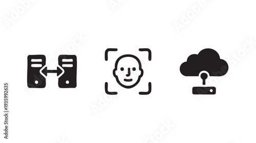 Set of 3 data icons vector