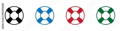 Four colorful soccer balls isolated on white background for sports and team themes