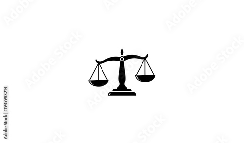 Justice Scale Silhouette Icon – Black Legal Balance Clipart Vector