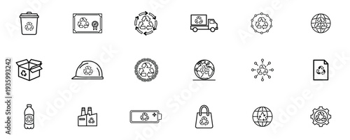 Delivery and Logistics Outline Icon Set – Truck, Package, Shipping, Transport and Courier Service Linear Vector Collection