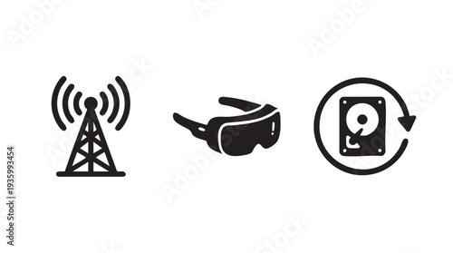 Set of 3 technology icons vector