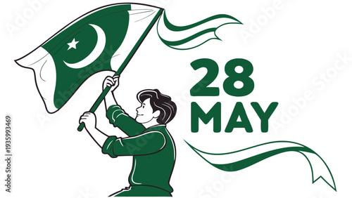 Pakistan national day celebration with flag and child pakistan flag 28 may national celebration