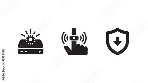 Set of 3 cybersecurity icons vector