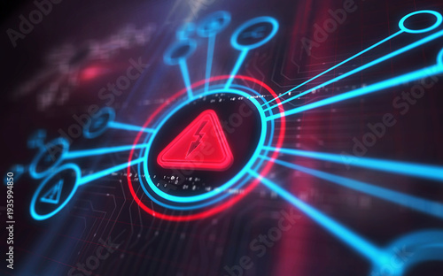 Electricity warning symbol digital concept 3d illustration