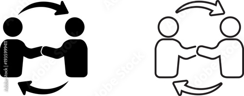 Handshake icon and logo representing cooperation and agreement among people in a simple design