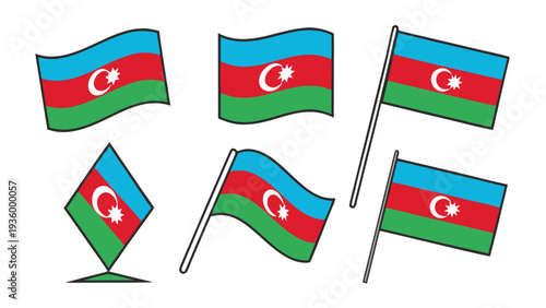Azerbaijan flag in various shapes and orientations flag national symbols country flags