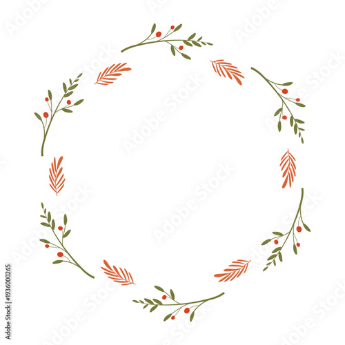 Simple wreath of green and orange plants