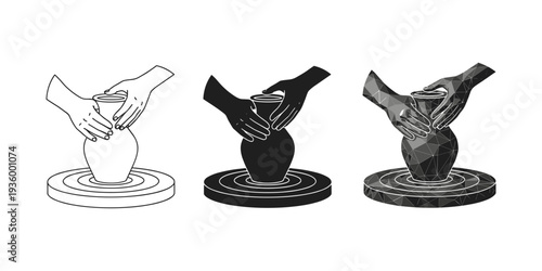 Pottery Wheel Hands Crafting Vase