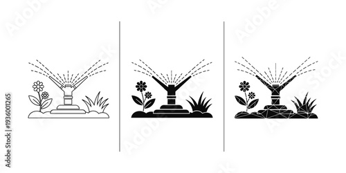 Garden Sprinkler Watering Flowers