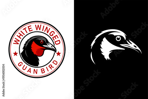 white winged guan peru bird logo design art