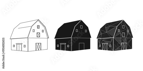 Barn Styles Line Art Silhouette