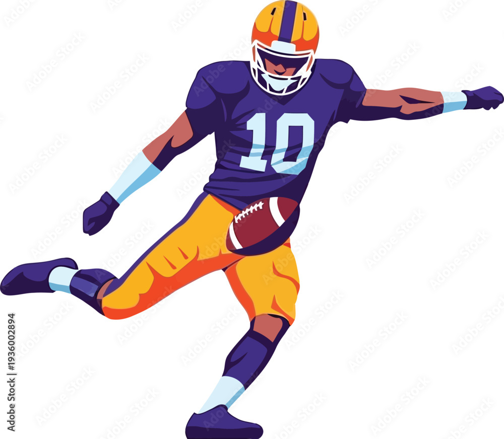 Fototapeta premium American football player in action with ball