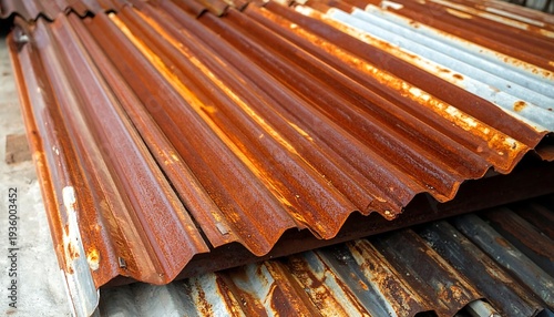 Rusty Corrugated Metal Sheets - Weathered Industrial Texture.