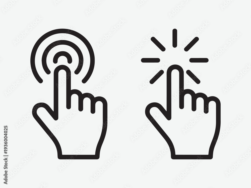 Fototapeta premium Hand click cursor icon set for user interface design