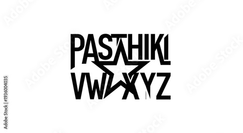 Abstract Typography: Star Shape Intersecting Bold Black Letters on White