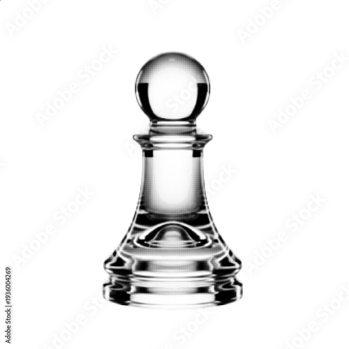 Classic Chess Pawn Piece Halftone Vector Strategy Board Game Symbol