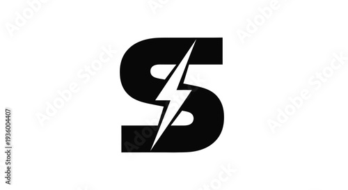 Bold Black Letter S with Lightning Bolt Symbol