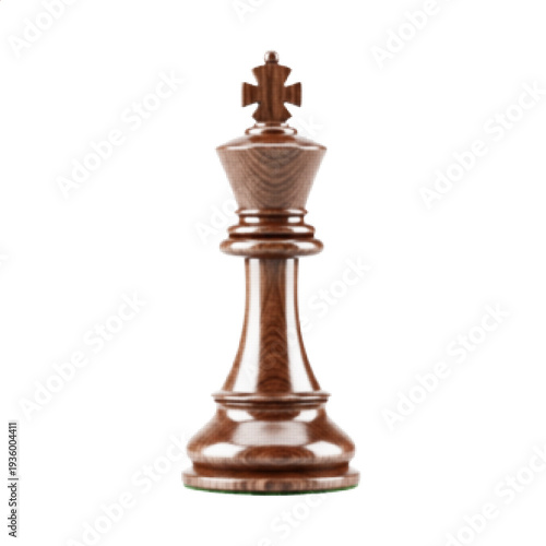 Brown Chess King Piece Halftone Vector Strategy Board Game Illustration