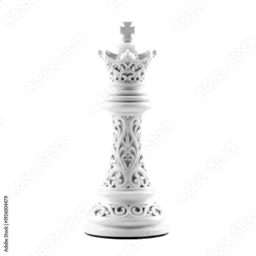 Decorative Chess King Piece Halftone Vintage Strategy Board Game Vector