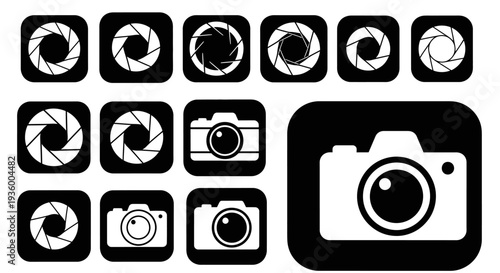 Camera Icons and Aperture Symbols Collection - Photography Design Elements