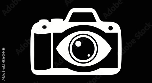 Camera Icon with Eye Symbol, Photography Concept, Creative Vision
