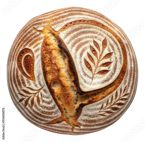 Artisan sourdough bread top view png rustic loaf png bakery food png crusty bread png transparent png