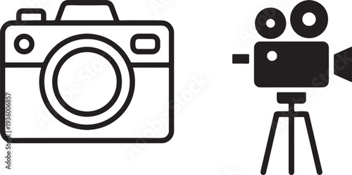 Vector illustration of a washing machine icon designed like a digital camera symbol with lens and photography elements