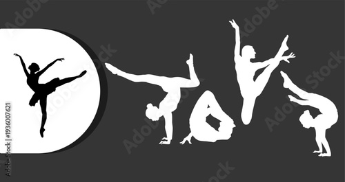 Dynamic silhouettes of dancers performing various poses